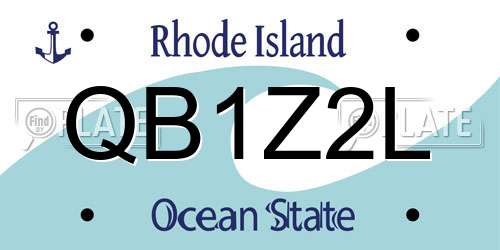 QB1Z2L Rhode Island License Plate