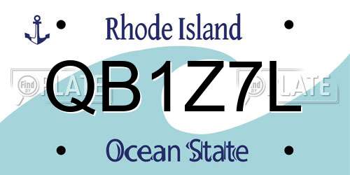 QB1Z7L Rhode Island License Plate