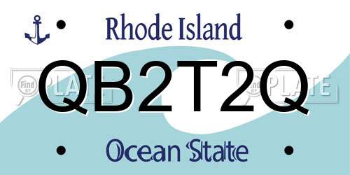 QB2T2Q Rhode Island License Plate