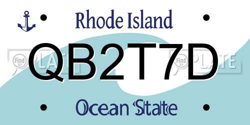 QB2T7D Rhode Island License Plate
