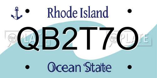 QB2T7O Rhode Island License Plate