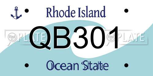 QB301 Rhode Island License Plate