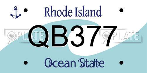 QB377 Rhode Island License Plate