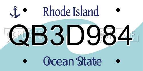 QB3D984 Rhode Island License Plate