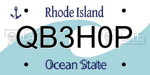 QB3H0P Rhode Island License Plate