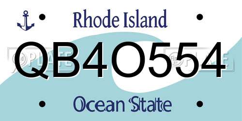 QB4O554 Rhode Island License Plate