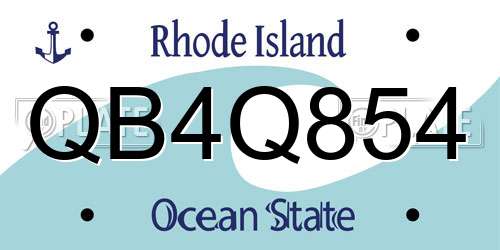 QB4Q854 Rhode Island License Plate