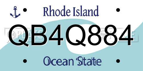 QB4Q884 Rhode Island License Plate