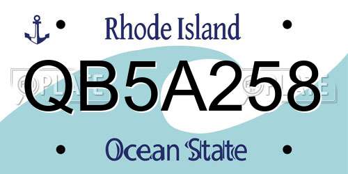 QB5A258 Rhode Island License Plate