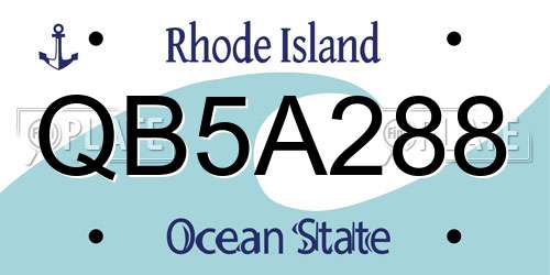 QB5A288 Rhode Island License Plate