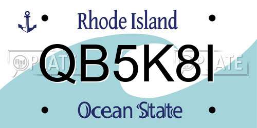 QB5K8I Rhode Island License Plate