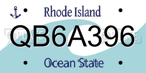 QB6A396 Rhode Island License Plate