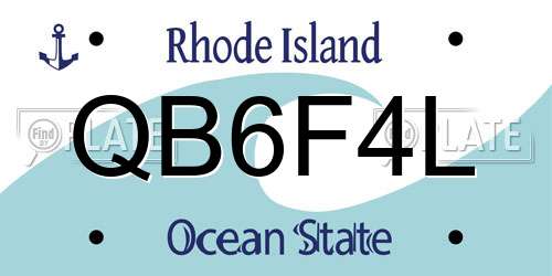 QB6F4L Rhode Island License Plate