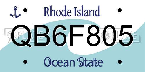 QB6F805 Rhode Island License Plate
