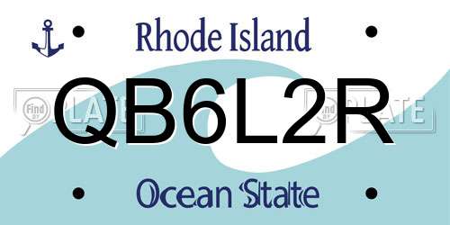QB6L2R Rhode Island License Plate