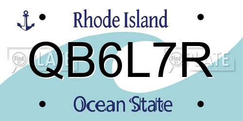 QB6L7R Rhode Island License Plate