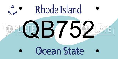 QB752 Rhode Island License Plate