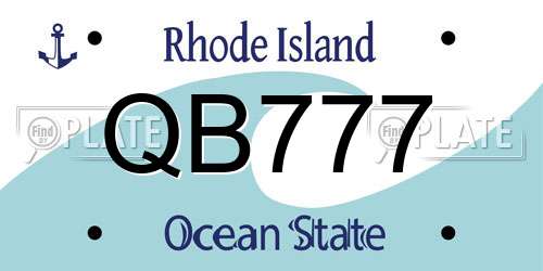 QB777 Rhode Island License Plate