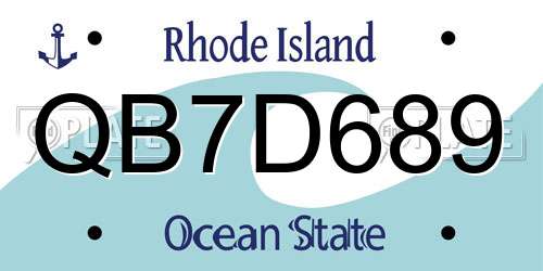 QB7D689 Rhode Island License Plate