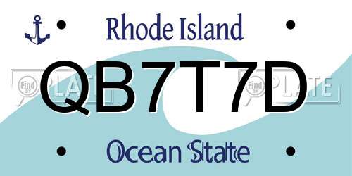 QB7T7D Rhode Island License Plate