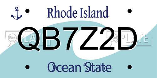 QB7Z2D Rhode Island License Plate