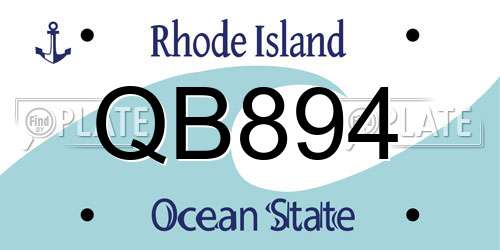 QB894 Rhode Island License Plate