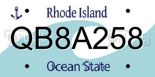 QB8A258 Rhode Island License Plate