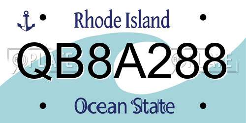 QB8A288 Rhode Island License Plate