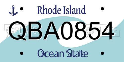 QBA0854 Rhode Island License Plate