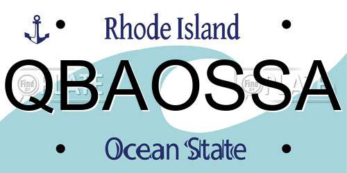QBAOSSA Rhode Island License Plate