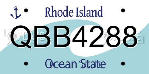 QBB4288 Rhode Island License Plate
