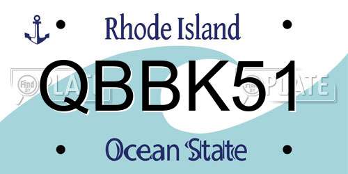 QBBK51 Rhode Island License Plate