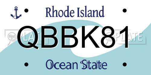 QBBK81 Rhode Island License Plate