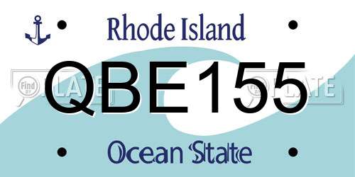 QBE155 Rhode Island License Plate