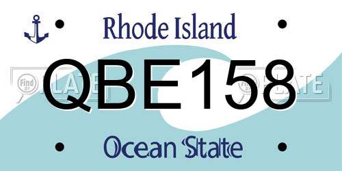 QBE158 Rhode Island License Plate