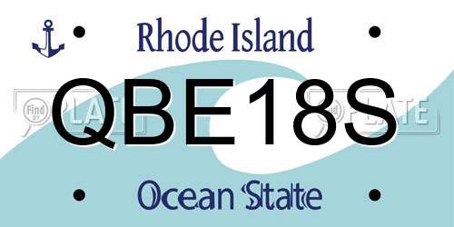 QBE18S Rhode Island License Plate