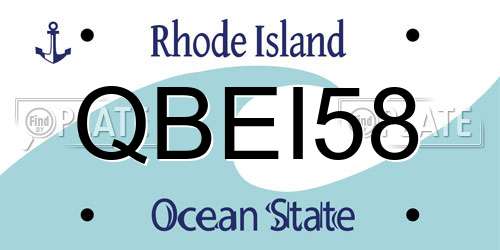 QBEI58 Rhode Island License Plate