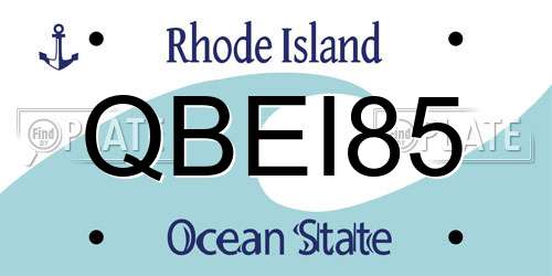QBEI85 Rhode Island License Plate