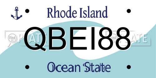 QBEI88 Rhode Island License Plate