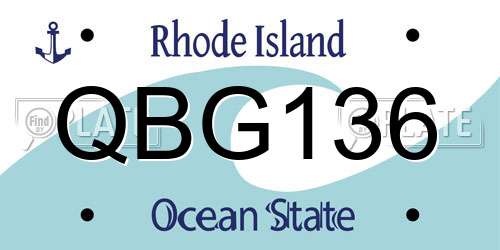 QBG136 Rhode Island License Plate