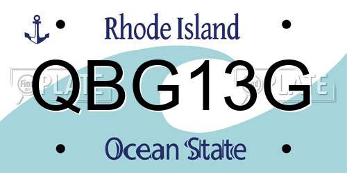 QBG13G Rhode Island License Plate