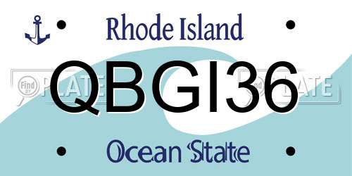 QBGI36 Rhode Island License Plate