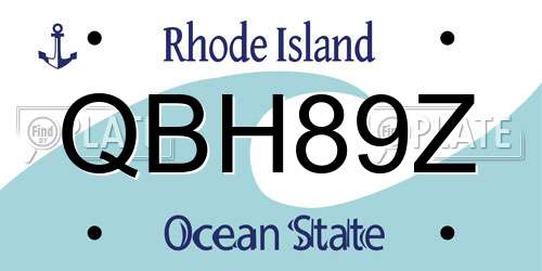 QBH89Z Rhode Island License Plate