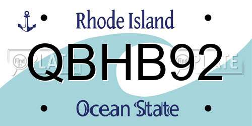 QBHB92 Rhode Island License Plate