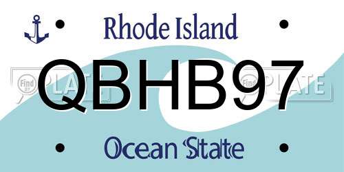 QBHB97 Rhode Island License Plate