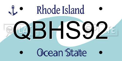 QBHS92 Rhode Island License Plate