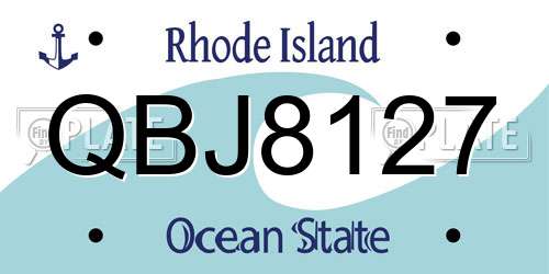 QBJ8127 Rhode Island License Plate