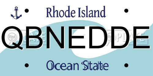 QBNEDDE Rhode Island License Plate