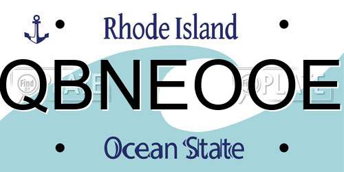 QBNEOOE Rhode Island License Plate