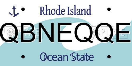 QBNEQQE Rhode Island License Plate